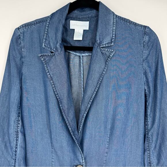 Soft Surroundings Tencel Denim‎ Jacket Blazer Lightweight Size S Blue - Picture 2 of 5